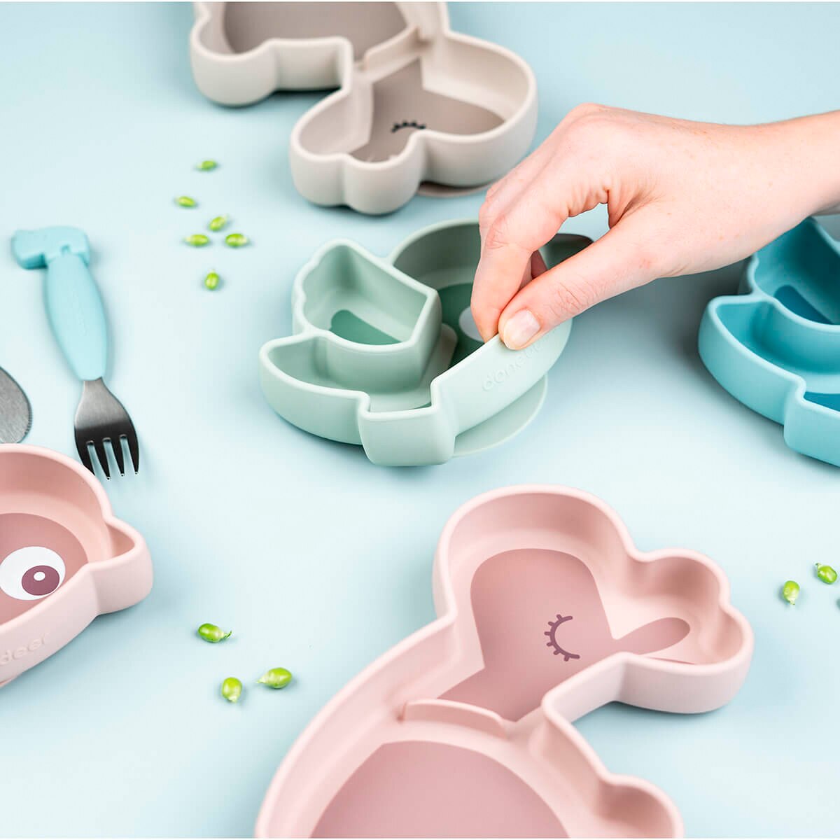 Prato de Silicone Stick&Stay Lalee com Ventosa Bege-8