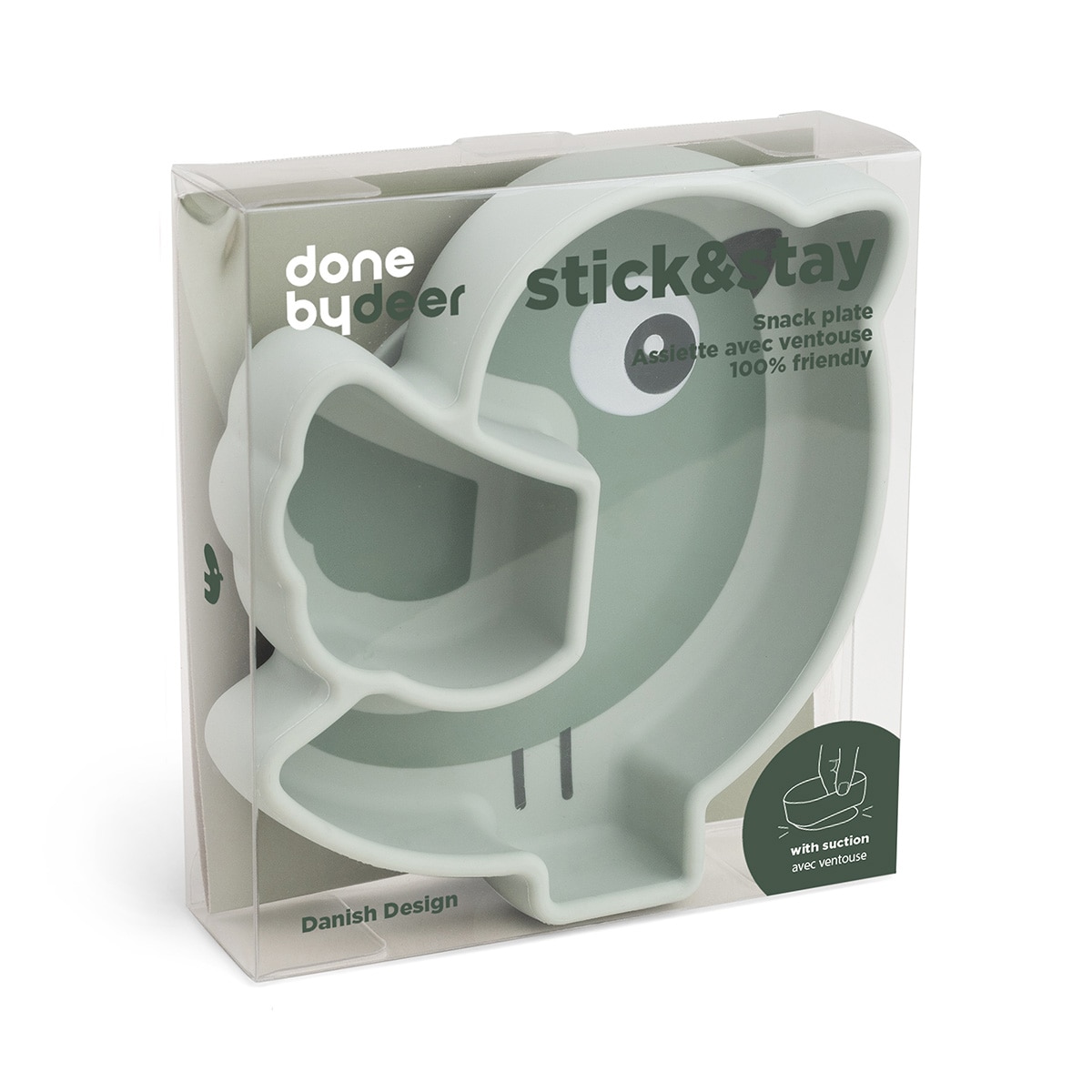 Prato de Silicone Stick&Stay Birdee com Ventosa Verde-antiquário-4