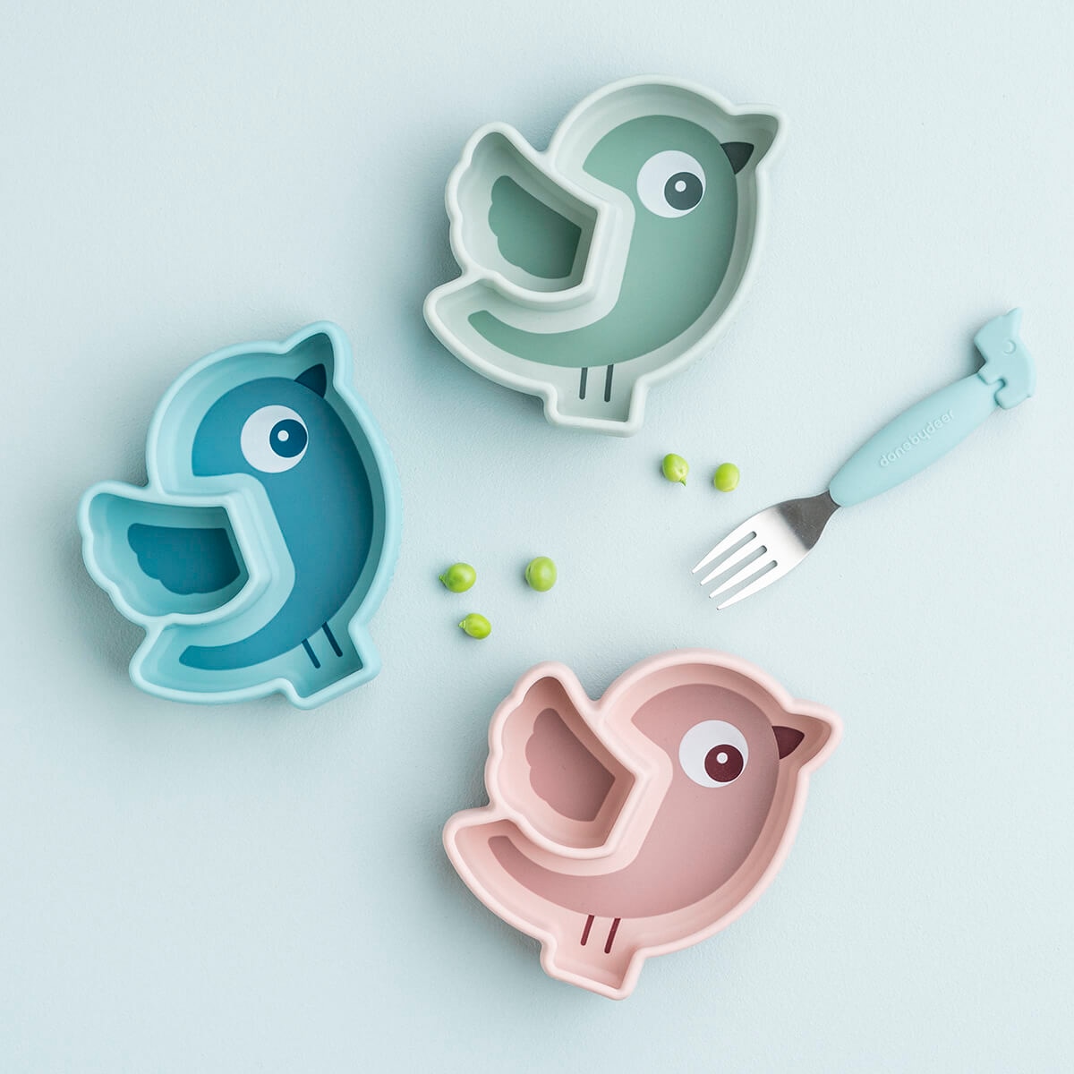 Prato de Silicone Stick&Stay Birdee com Ventosa Verde-antiquário-6
