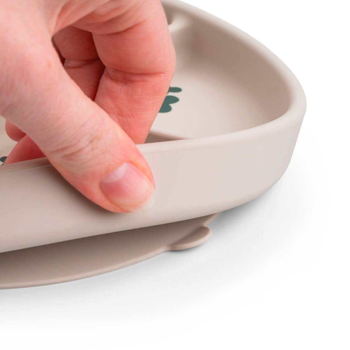 Prato Compartimentado de Silicone com Ventosa Tiny Farm Bege-2