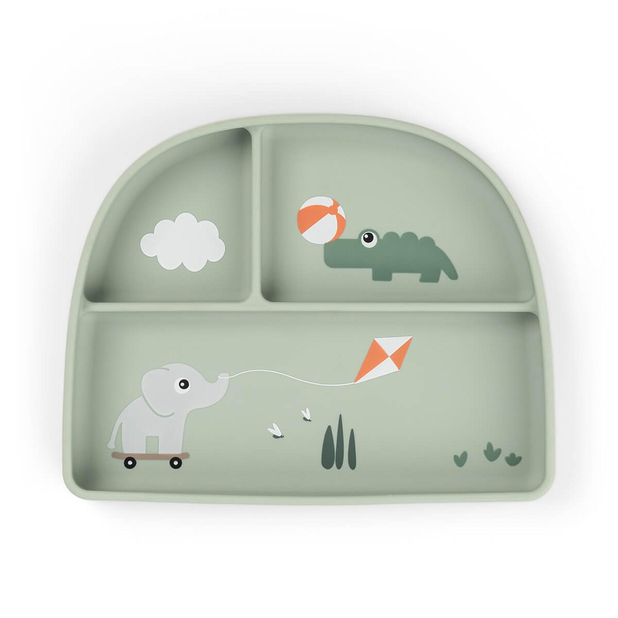 Imagem 0 de Prato com Divisórias Done by Deer Ovalado de Silicone com Ventosa