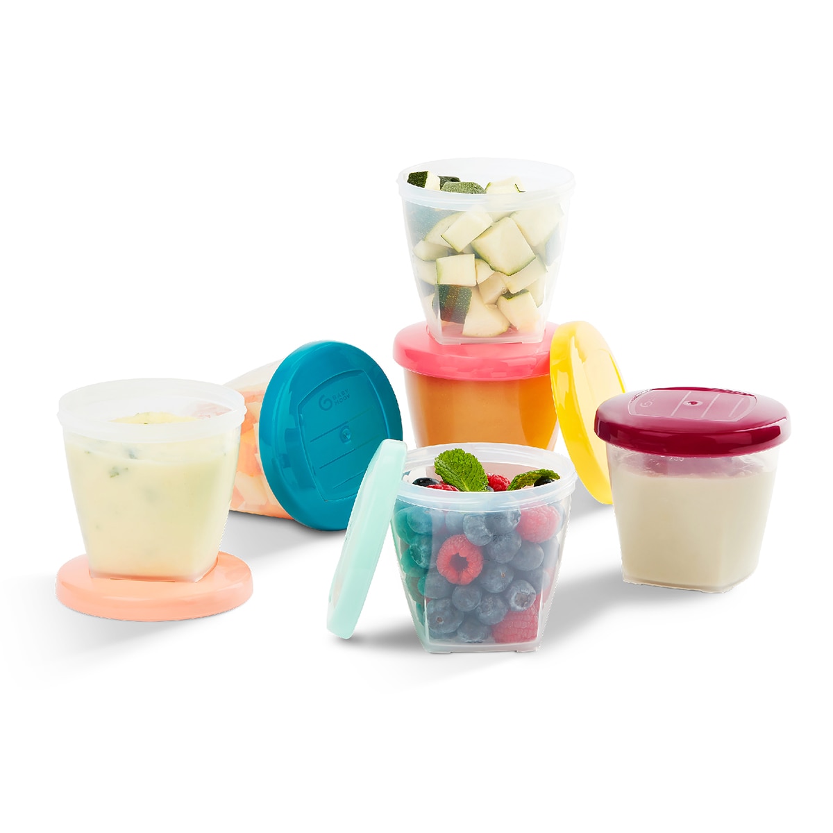 Lote de Frascos de Conservação Babybols - 6x250 ml Transparente / Multicolorido-1