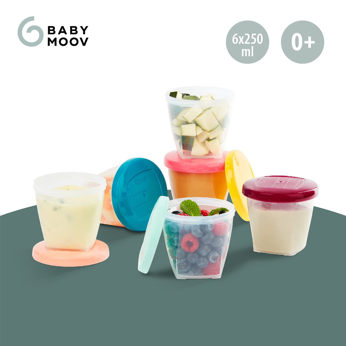 Lote de Frascos de Conservação Babybols - 6x250 ml Transparente / Multicolorido-3