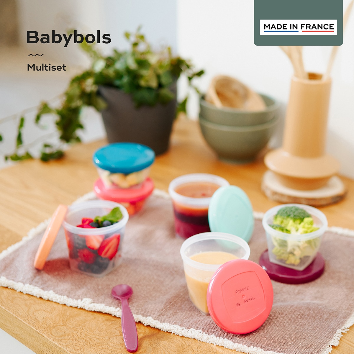 Lote de Frascos de Conservação Babybols Multiset - 3x120 ml + 3x180 ml + 6x250 ml + 3 Colheres Flexíveis Transparente / Multicolorido-2
