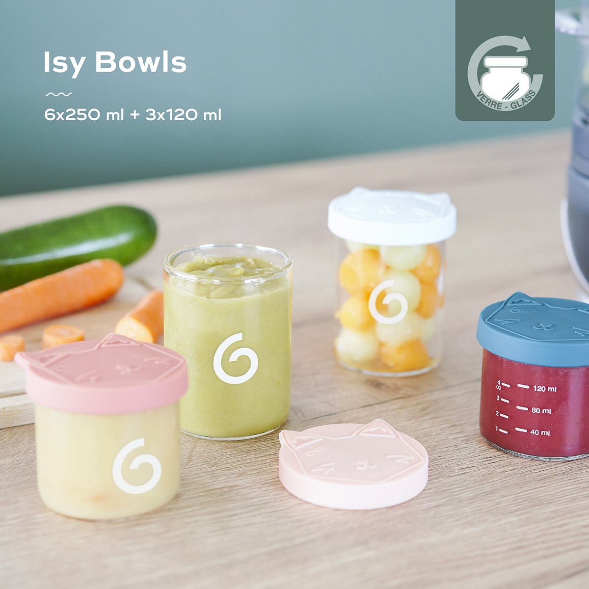 Lote de Frascos de Conservação de Vidro Isy Bowls - 6x250 ml + 3x120 ml Multicolor-2