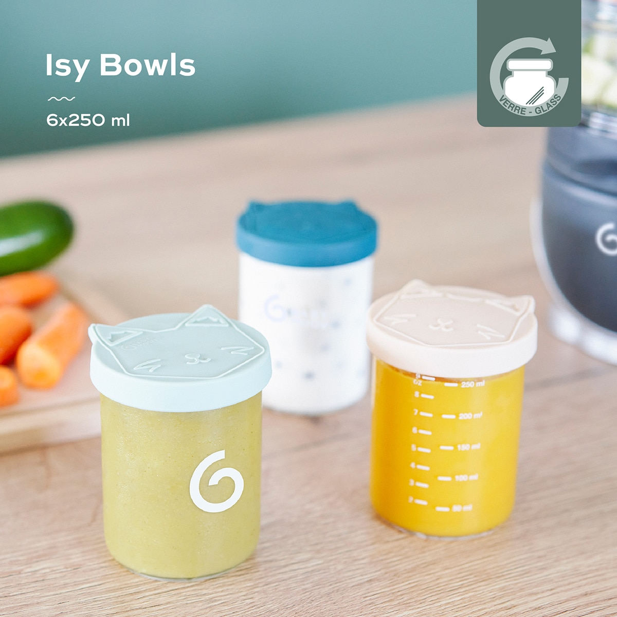Lote de Frascos de Conservação de Vidro Isy Bowls - 6x250 ml Multicolor-2