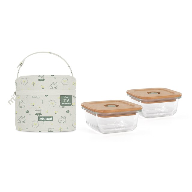 Recipiente conservación alimentos ecosquare Miniland pack 2 go 2ud