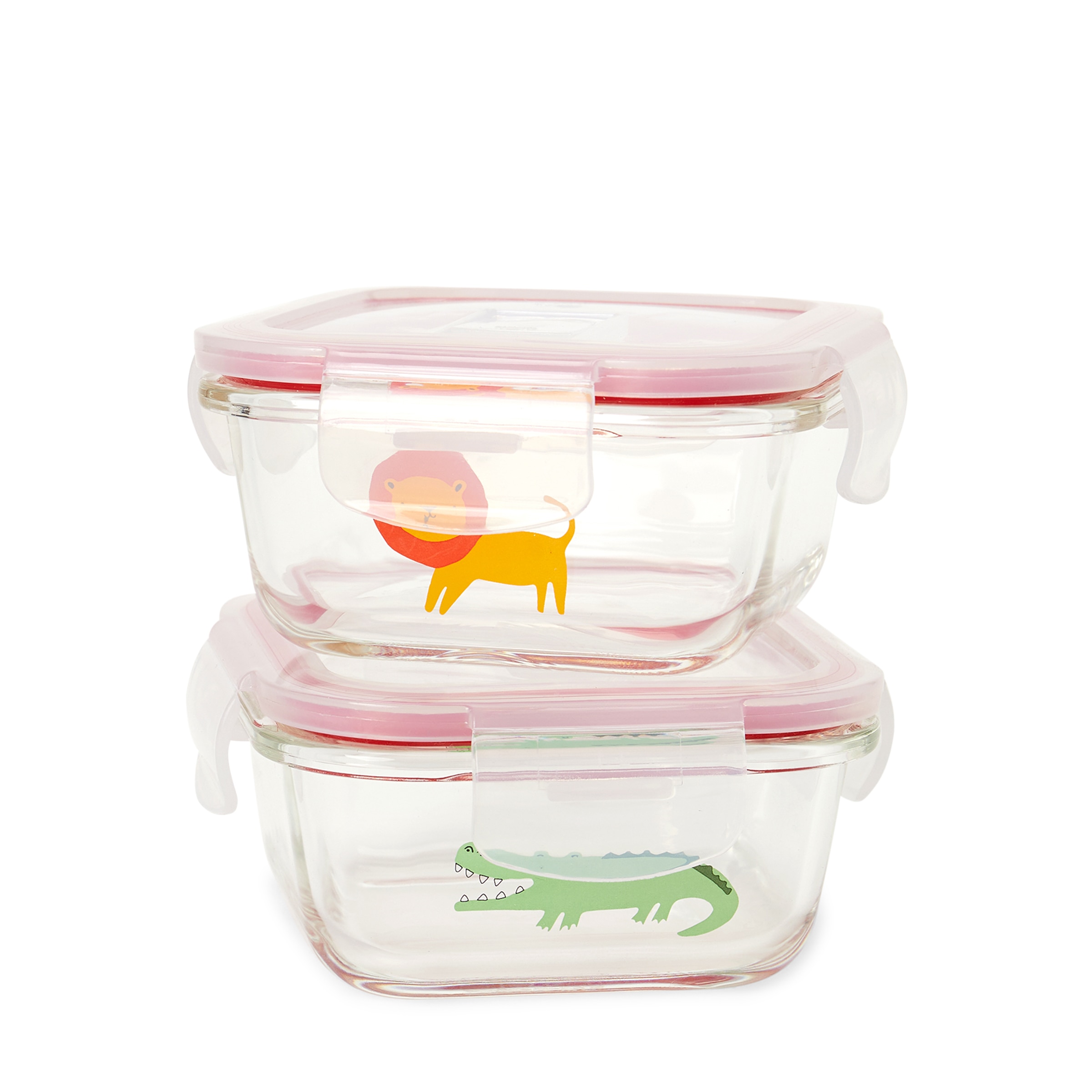 Conjunto de 2 Recipientes de Conservação de Alimentos de Vidro Vermelho-1