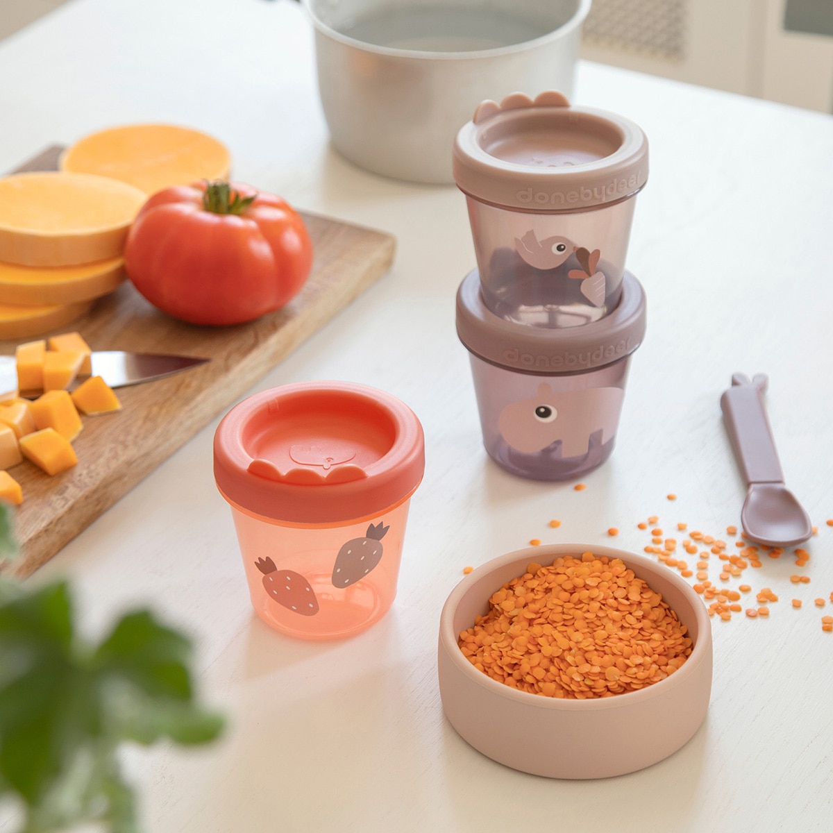 Conjunto de Copos Porta-Alimentos - 3 Unidades Laranja Happy-2