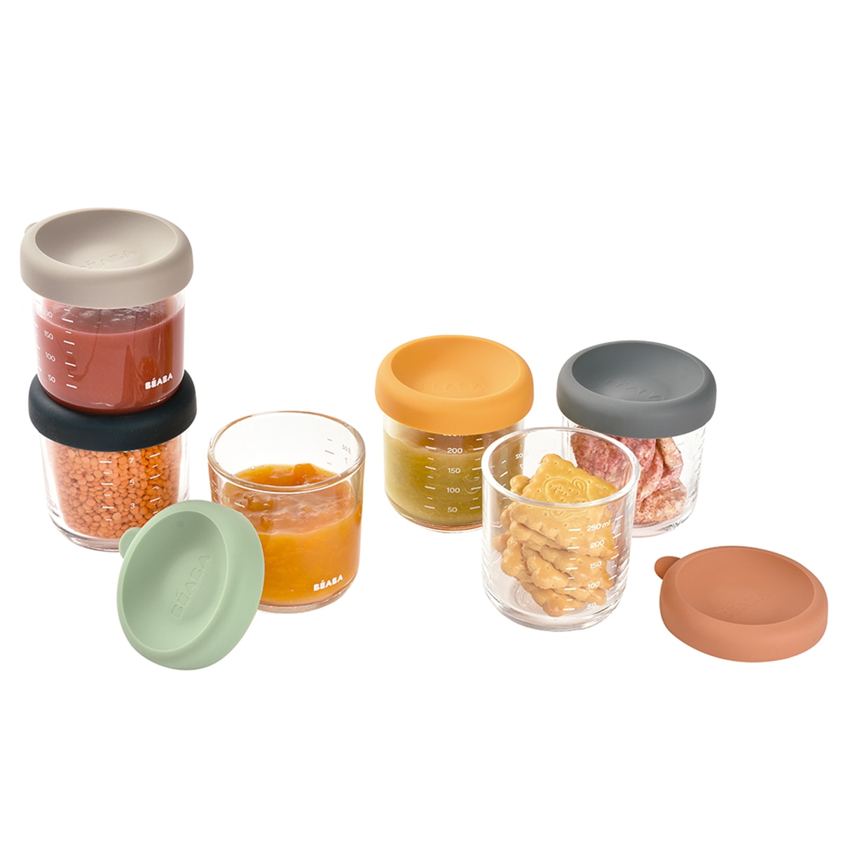 Botes de conservación de cristal Béaba 250ml pack 6ud Multicolor Multicolor-3