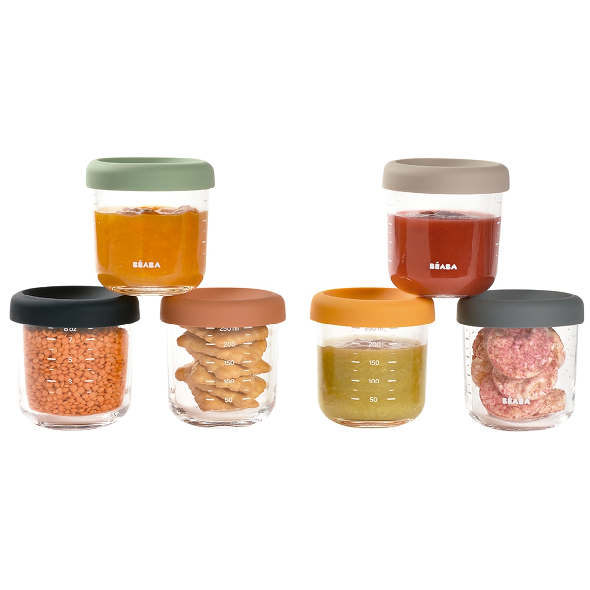 Botes de conservación de cristal Béaba 250ml pack 6ud Multicolor Multicolor-4
