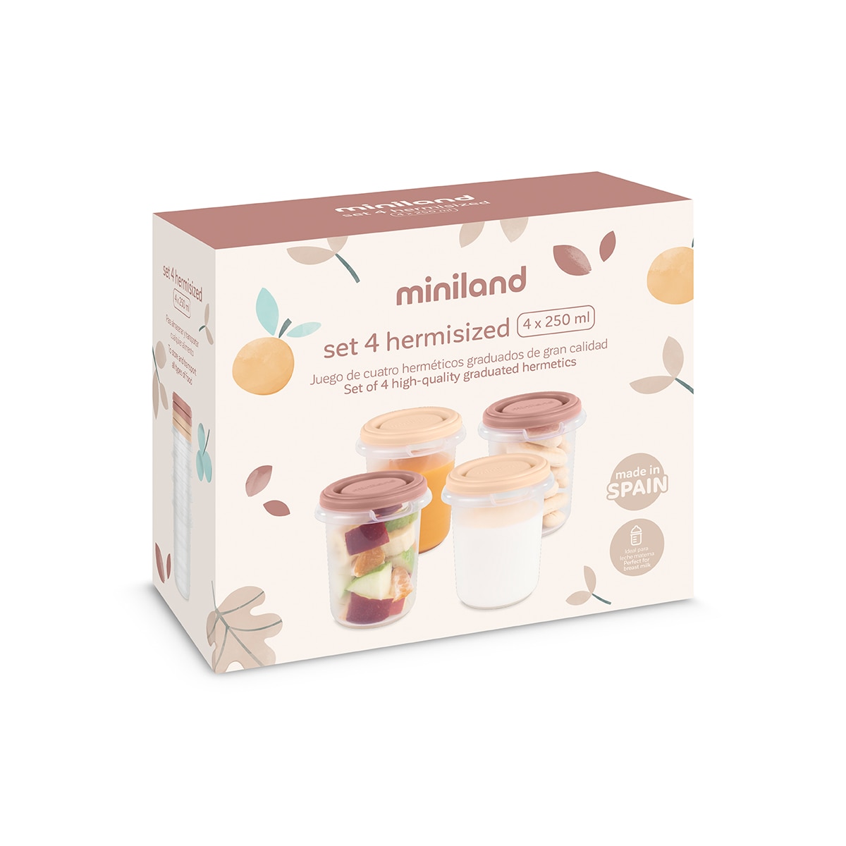 Recipientes para Alimentos Miniland Hermisize 250ml 4 unidades Laranja-claro-2