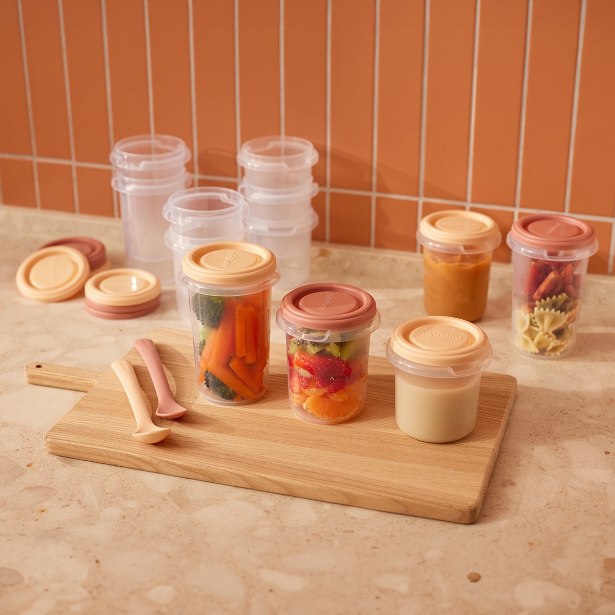 Recipientes para Alimentos + 2 Colheres Laranja-claro-6