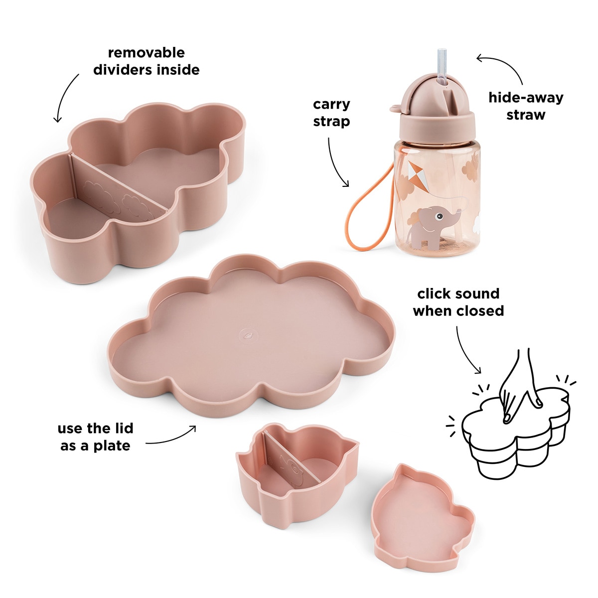 Conjunto de Almoço com Garrafa Playground Rosa-claro-7