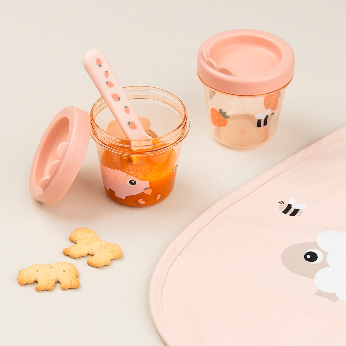 Conjunto de Copos Porta-Alimentos de Tritan - 2 Unid Rosa-claro-2