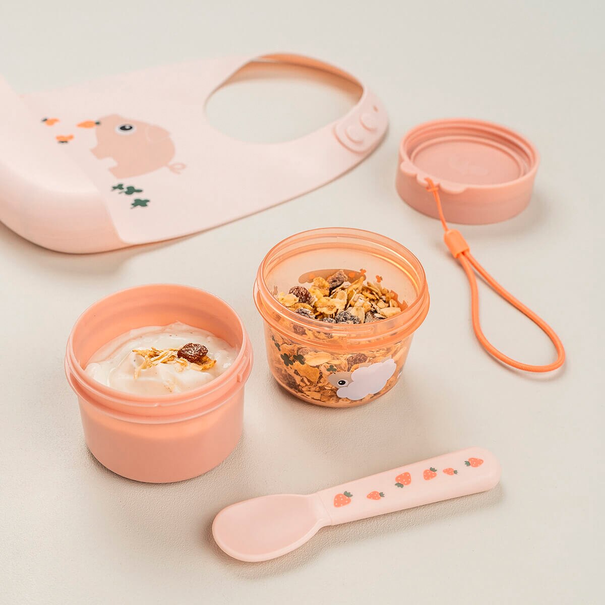 Recipiente conservación snack Done by Deer to go 2-way 150ml Tiny farm - Rosa claro Rosa claro-3