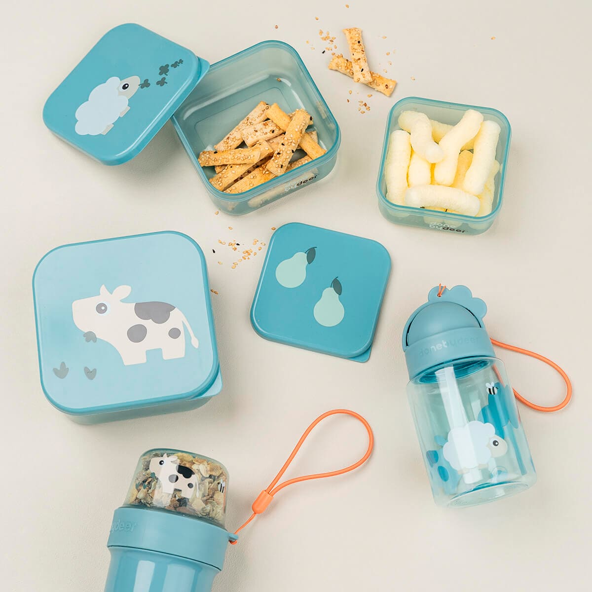 Conjunto de Recipientes Porta-Alimentos - 3 Unid. de Vários Tamanhos Azul-claro-3