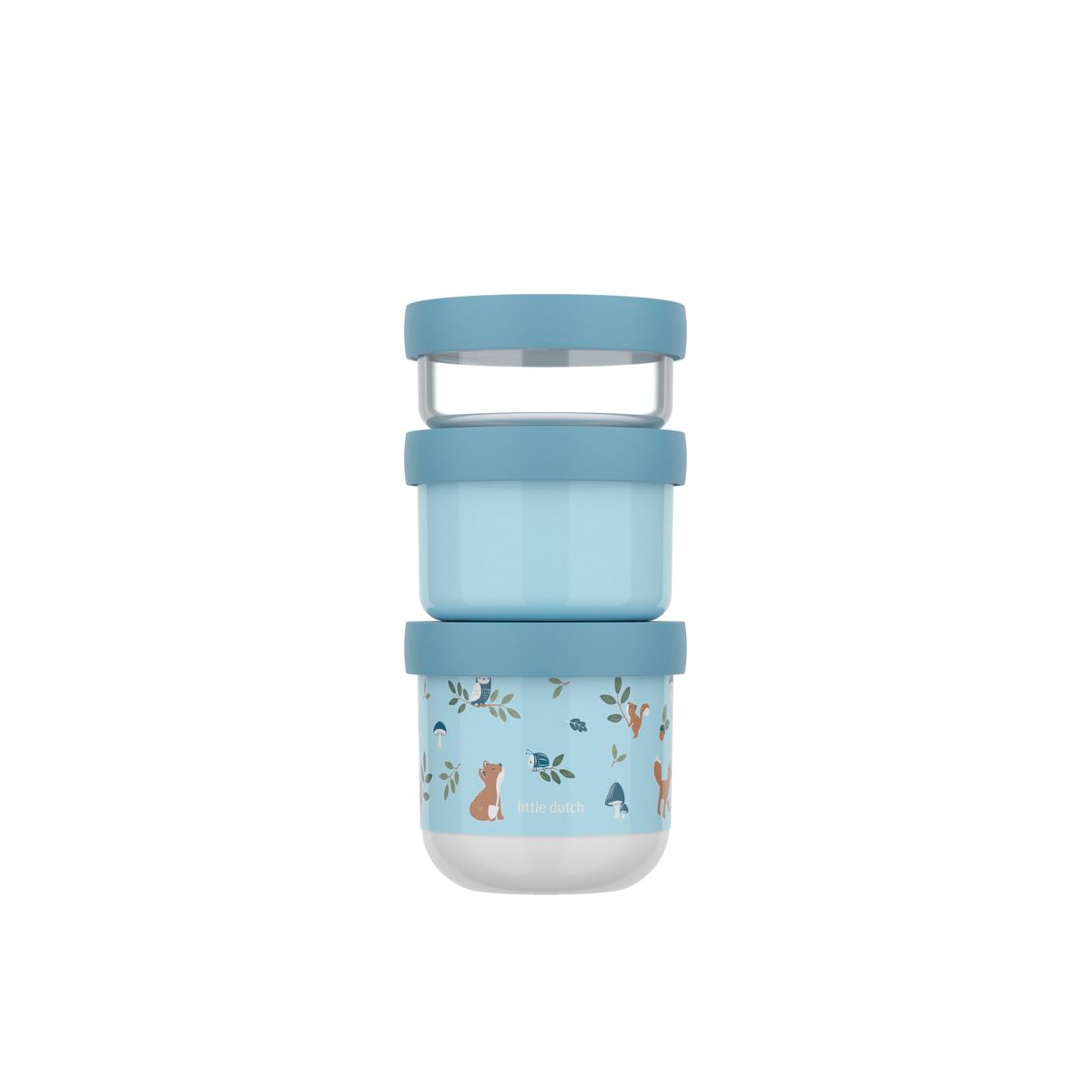 Imagen 2 de Set vasitos portalimentos Little Dutch 3ud colec. Forest Friends - Azul claro Azul claro