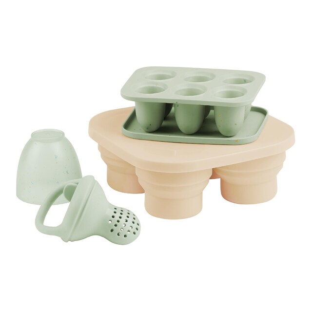 Set contenedores silicona y alimentador antiahogo Babymoov 3 piezas