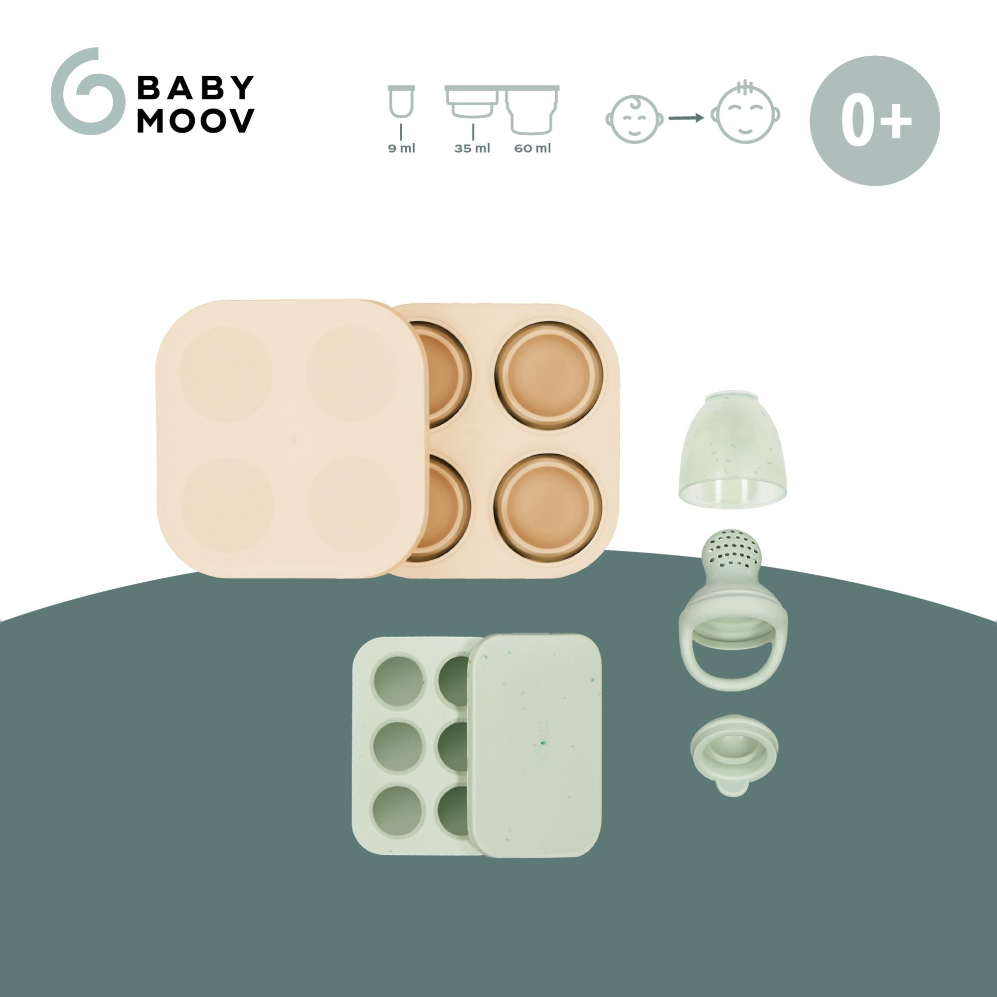Set contenedores silicona y alimentador antiahogo Babymoov 3 piezas - Verde Verde-3