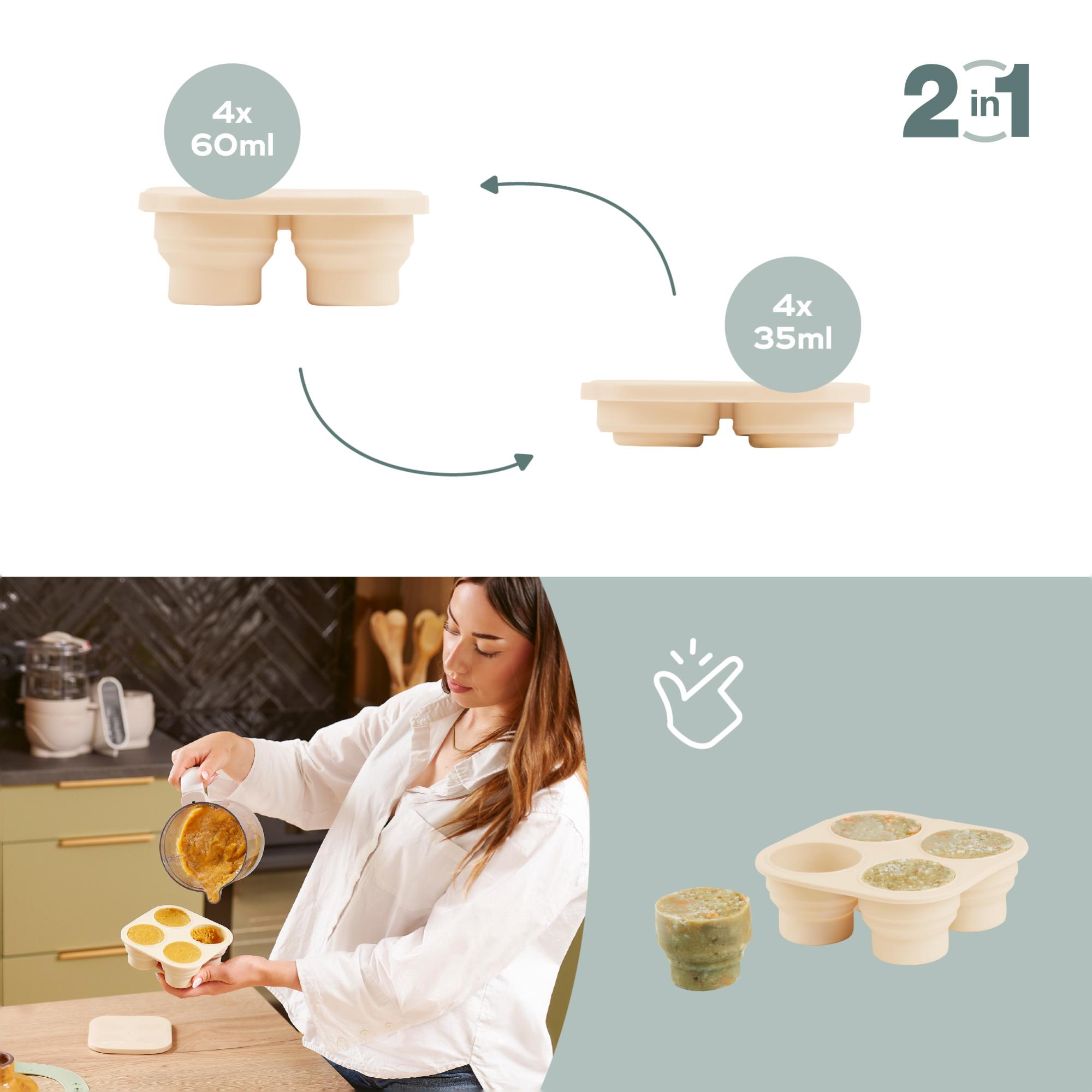 Set contenedores silicona y alimentador antiahogo Babymoov 3 piezas - Verde Verde-4
