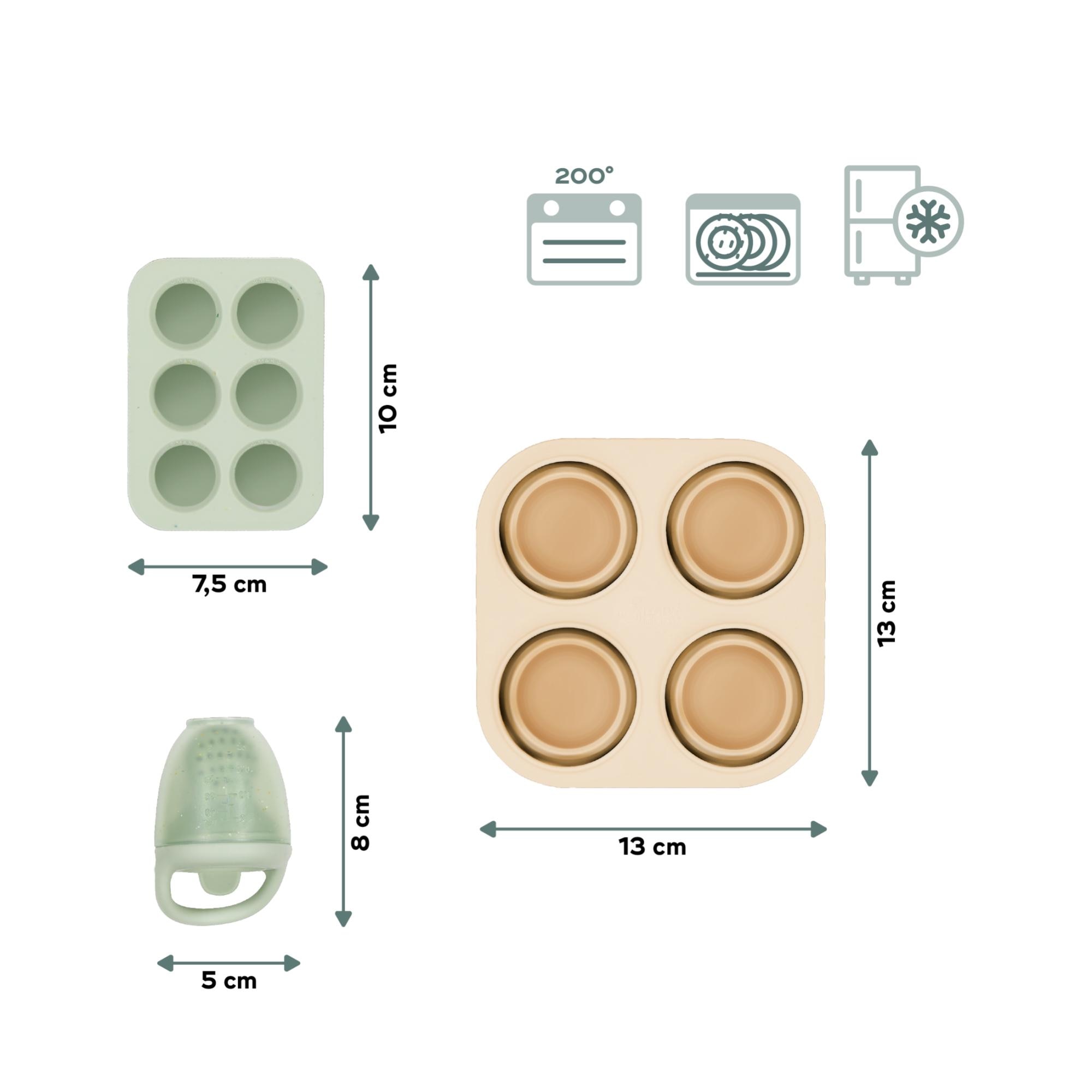 Set contenedores silicona y alimentador antiahogo Babymoov 3 piezas - Verde Verde-7