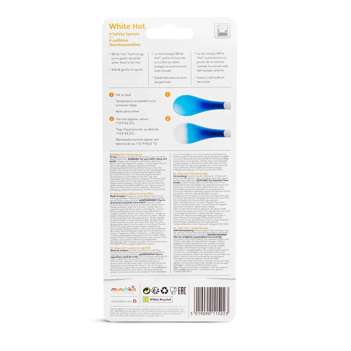 Juego de 4 Cucharas Munchkin de Seguridad White Hot - Multicolor Multicolor-11