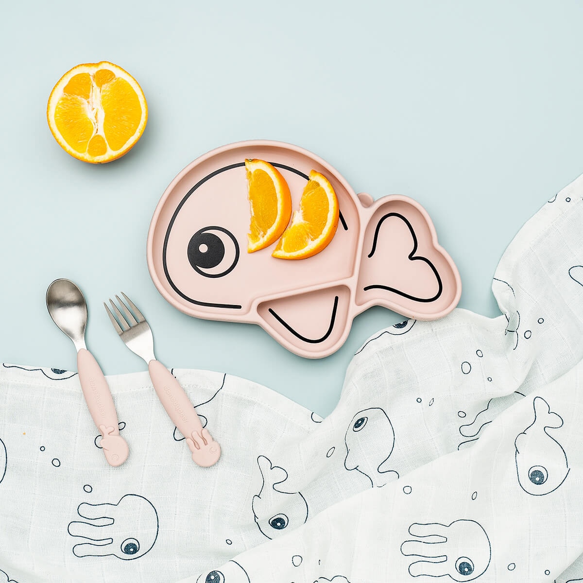 Conjunto de talheres YummyPlus Done by Deer Sea Friends rosa Rosa-6