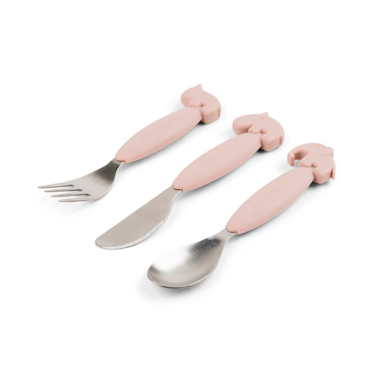 Set cubiertos 3 piezas Done by Deer acero inox mango silicona - Rosa claro Rosa claro-2