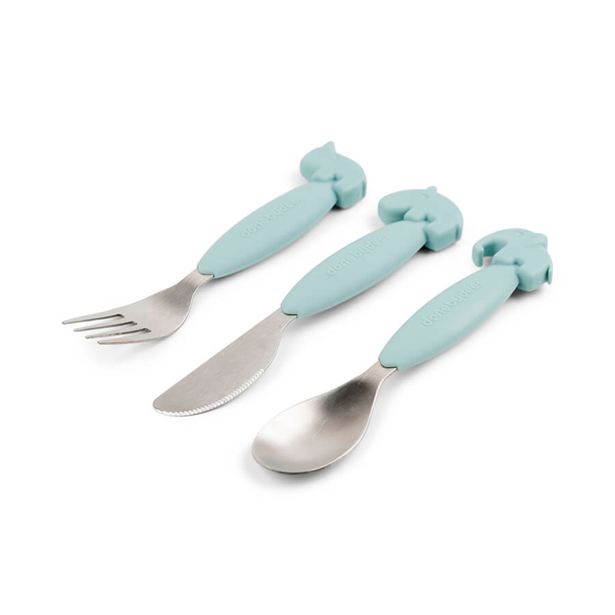 Set cubiertos 3 piezas Done by Deer acero inox mango silicona - Azul claro Azul claro-4