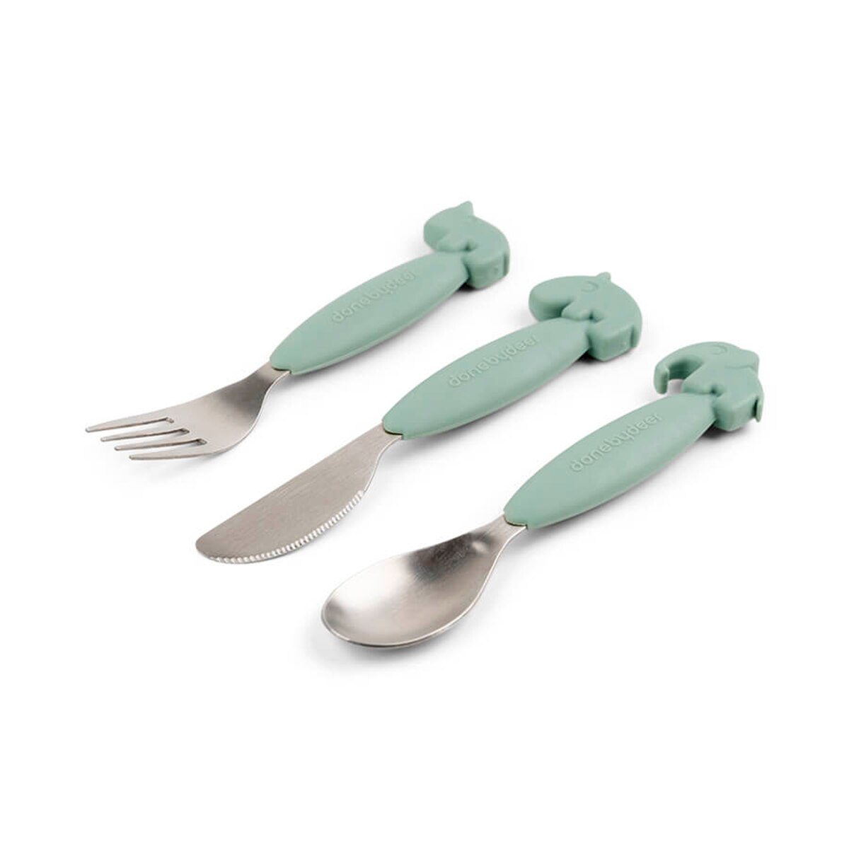 Set cubiertos 3 piezas Done by Deer acero inox mango silicona - Verde Agua Verde Agua-2