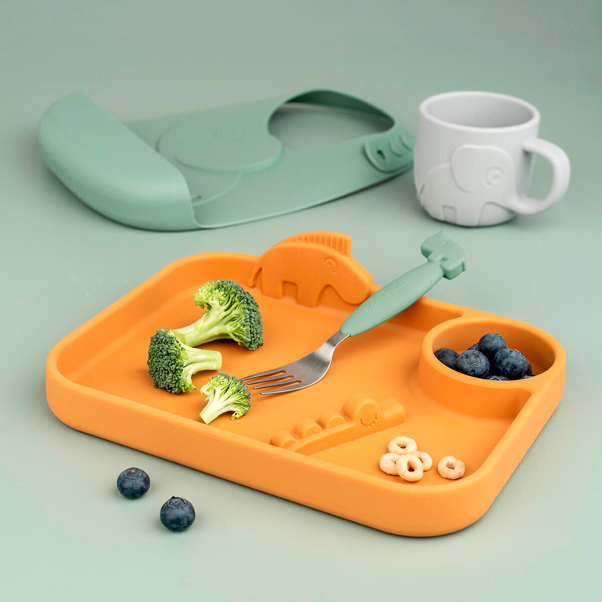 Set cubiertos 3 piezas Done by Deer acero inox mango silicona - Verde Agua Verde Agua-5