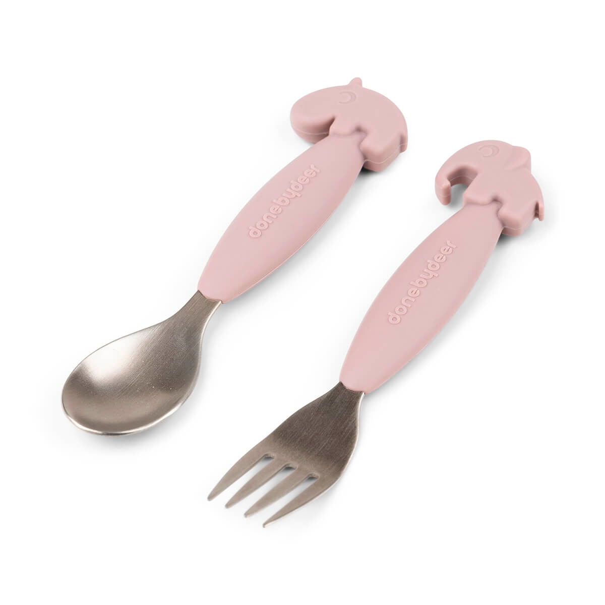 Colher e Garfo de Silicone Fácil de Agarrar - Rosa Rosa-2