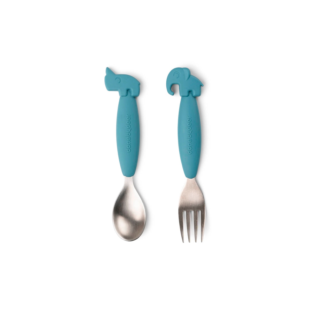 Colher e Garfo Silicone Fácil de Agarrar- Azul Azul-1