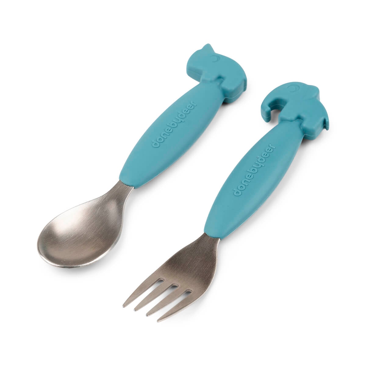 Colher e Garfo Silicone Fácil de Agarrar- Azul Azul-2