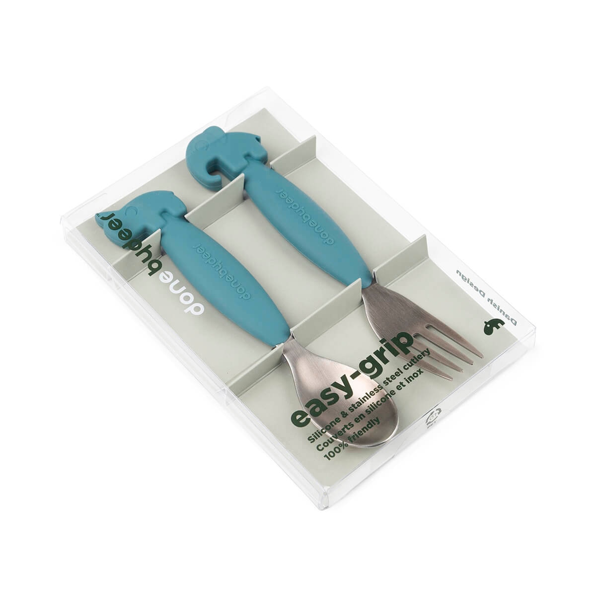 Colher e Garfo Silicone Fácil de Agarrar- Azul Azul-3