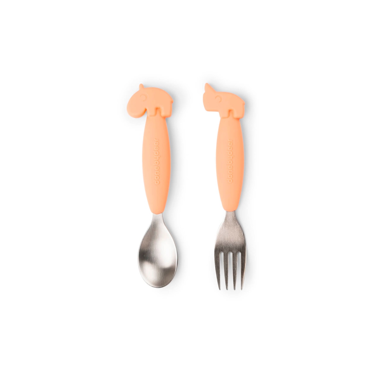 Colher e Garfo de Silicone Fácil de Agarrar - Coral Coral-1