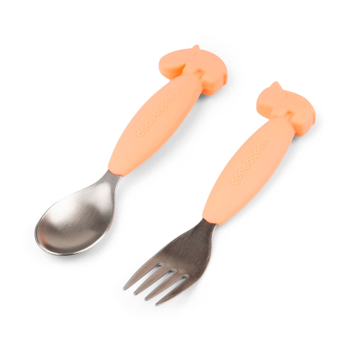 Colher e Garfo de Silicone Fácil de Agarrar - Coral Coral-2