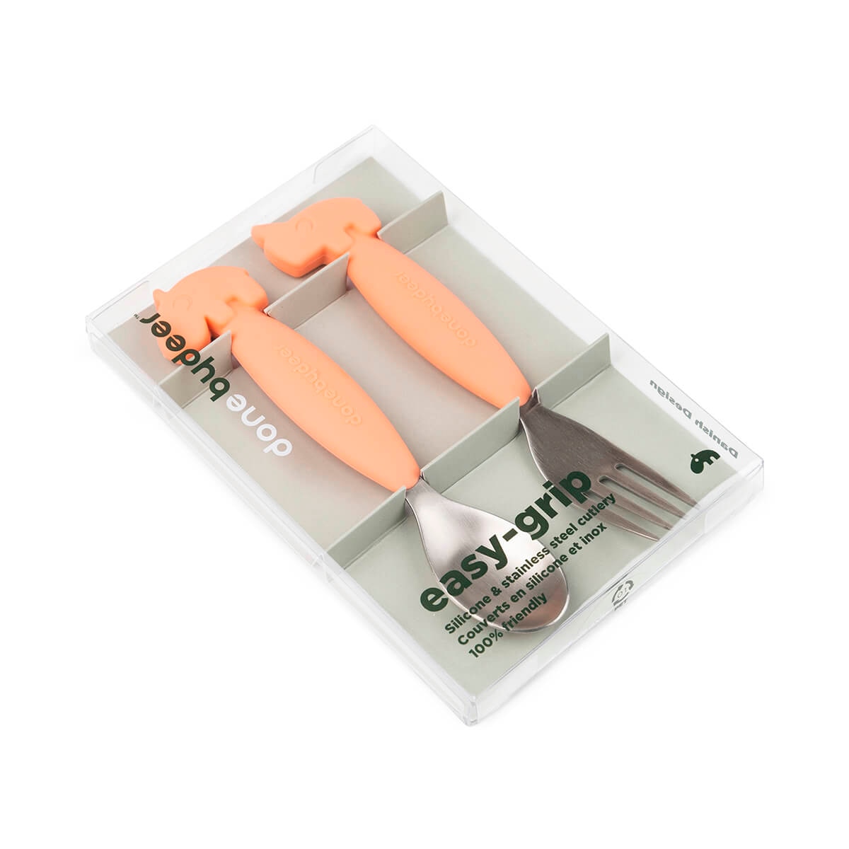 Colher e Garfo de Silicone Fácil de Agarrar - Coral Coral-3