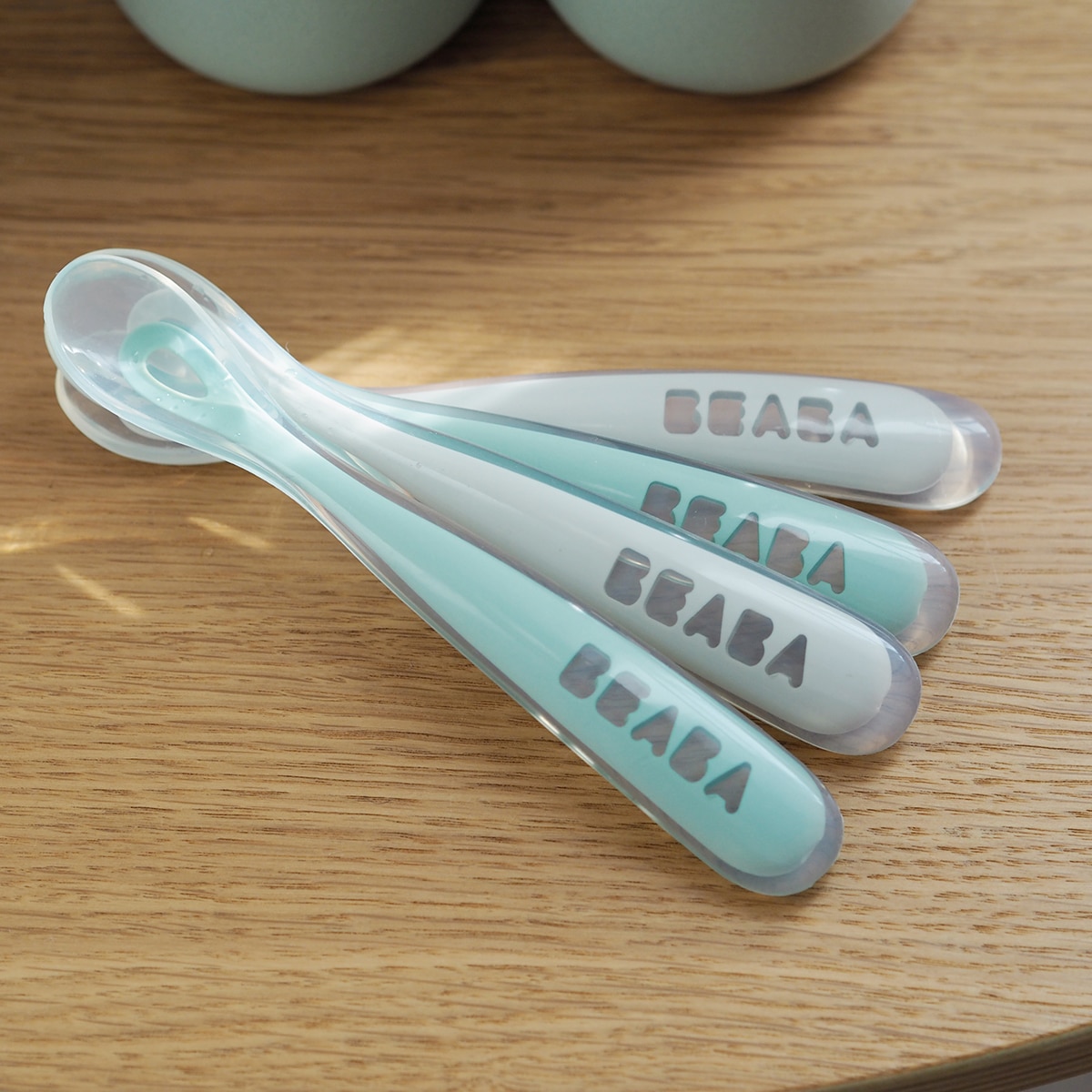 Juego 4 cucharas silicona 1ª edad Beaba gris/verde - Verde claro Verde claro-2