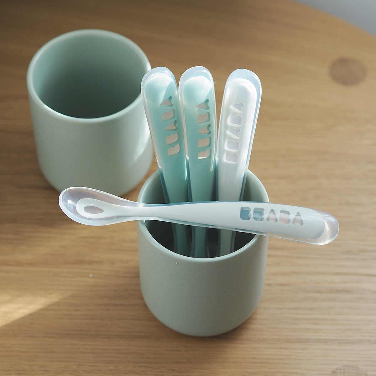 Juego 4 cucharas silicona 1ª edad Beaba gris/verde - Verde claro Verde claro-4