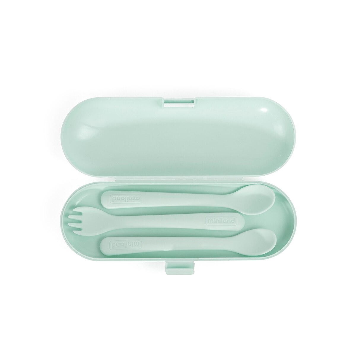 Set cubiertos 3ud + estuche Miniland Dolce picneat mint - Verde Verde-2