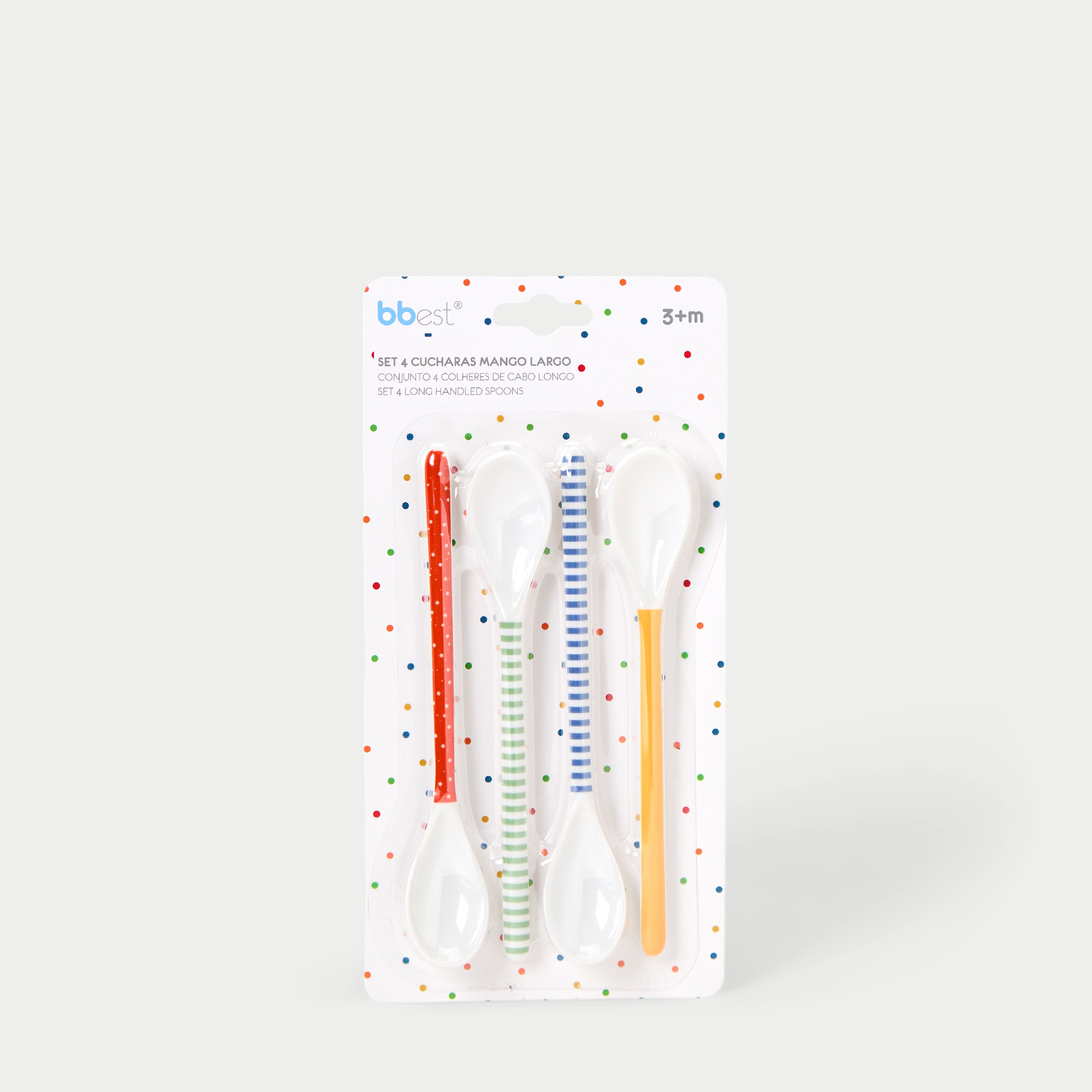 Colher Comprida para Papa - 4 Unid Multicolor-3