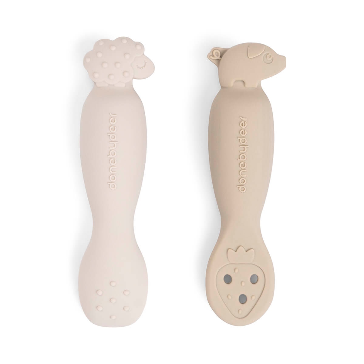 Colheres de Aprendizagem de Silicone - 2 Unid. Tiny Farm Bege-2