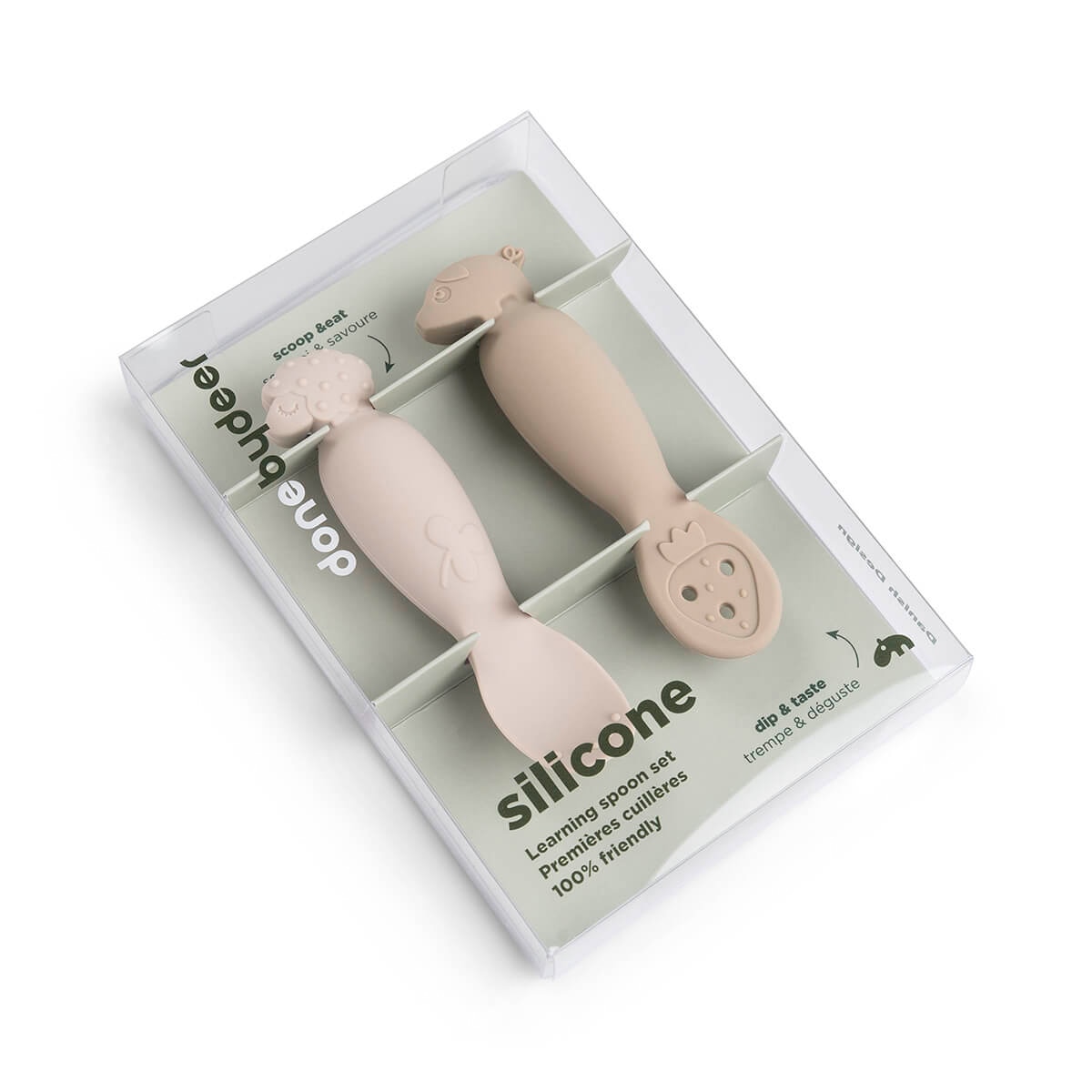Colheres de Aprendizagem de Silicone - 2 Unid. Tiny Farm Bege-3