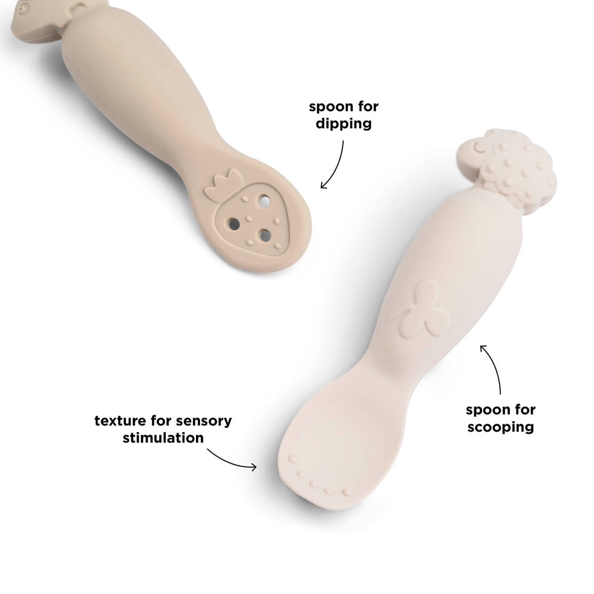 Colheres de Aprendizagem de Silicone - 2 Unid. Tiny Farm Bege-4