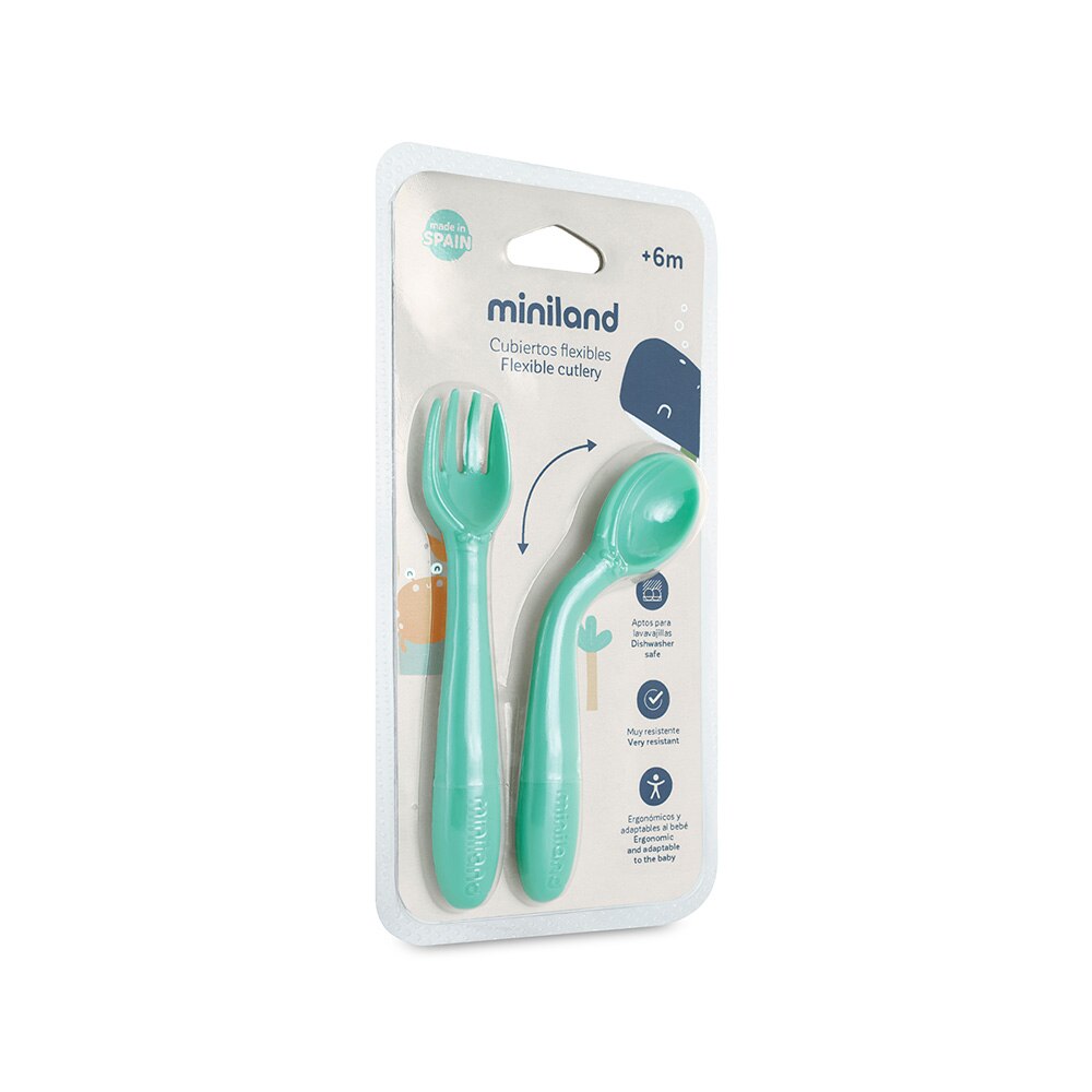Conjunto de 2 Talheres Infantis Flexíveis Ocean Verde-antiquário-8