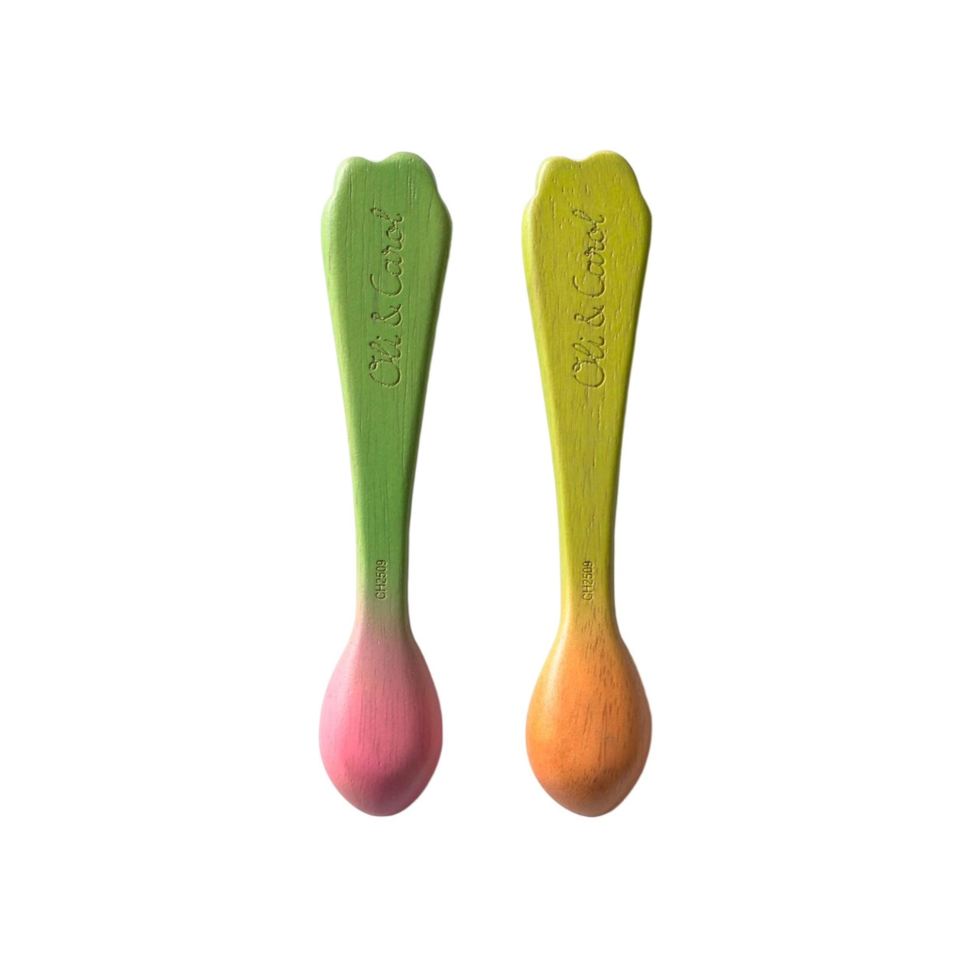 Set 2 Cucharas Oli&Carol en madera de Hevea Verde pardo Verde pardo-2