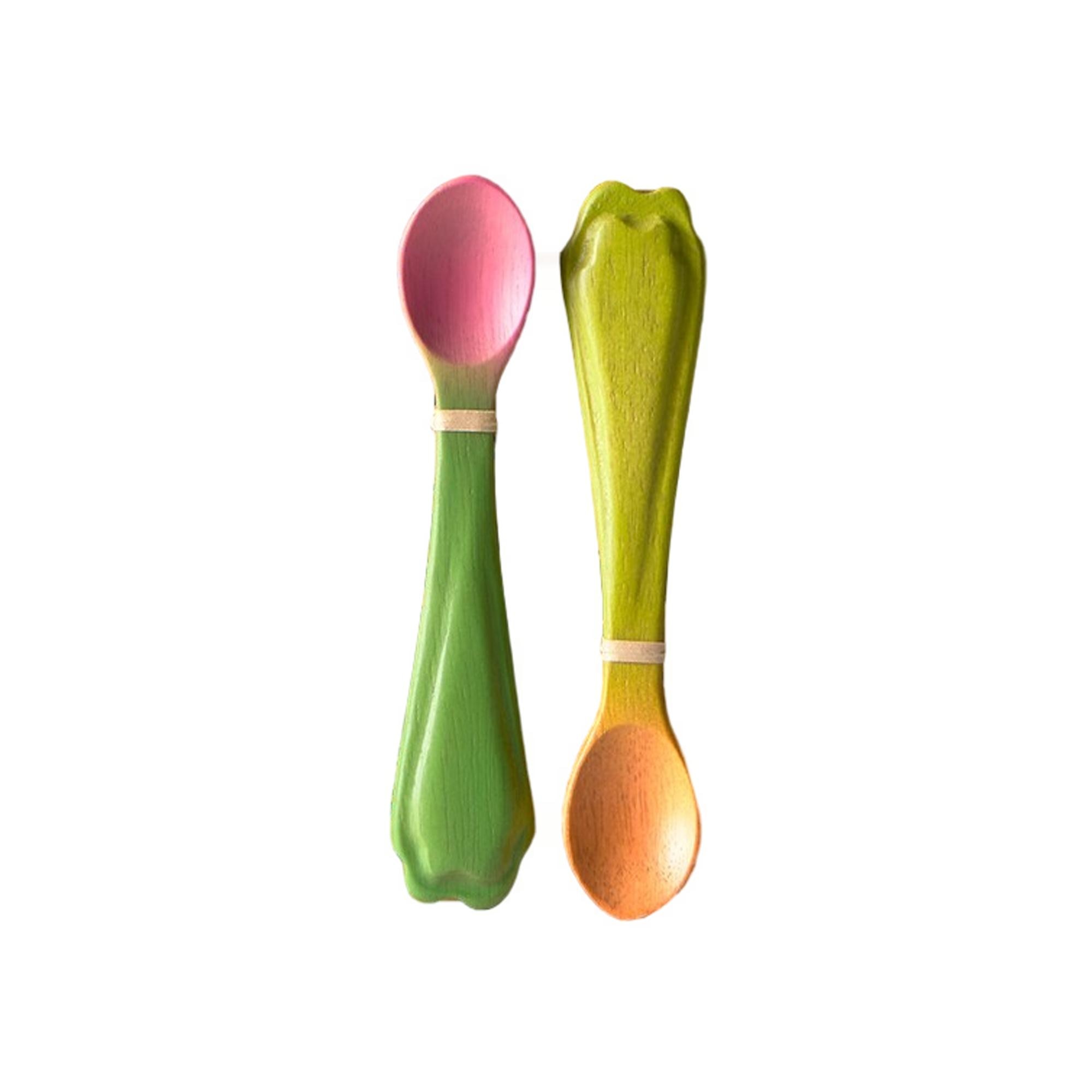 Set 2 Cucharas Oli&Carol en madera de Hevea Verde pardo Verde pardo-5