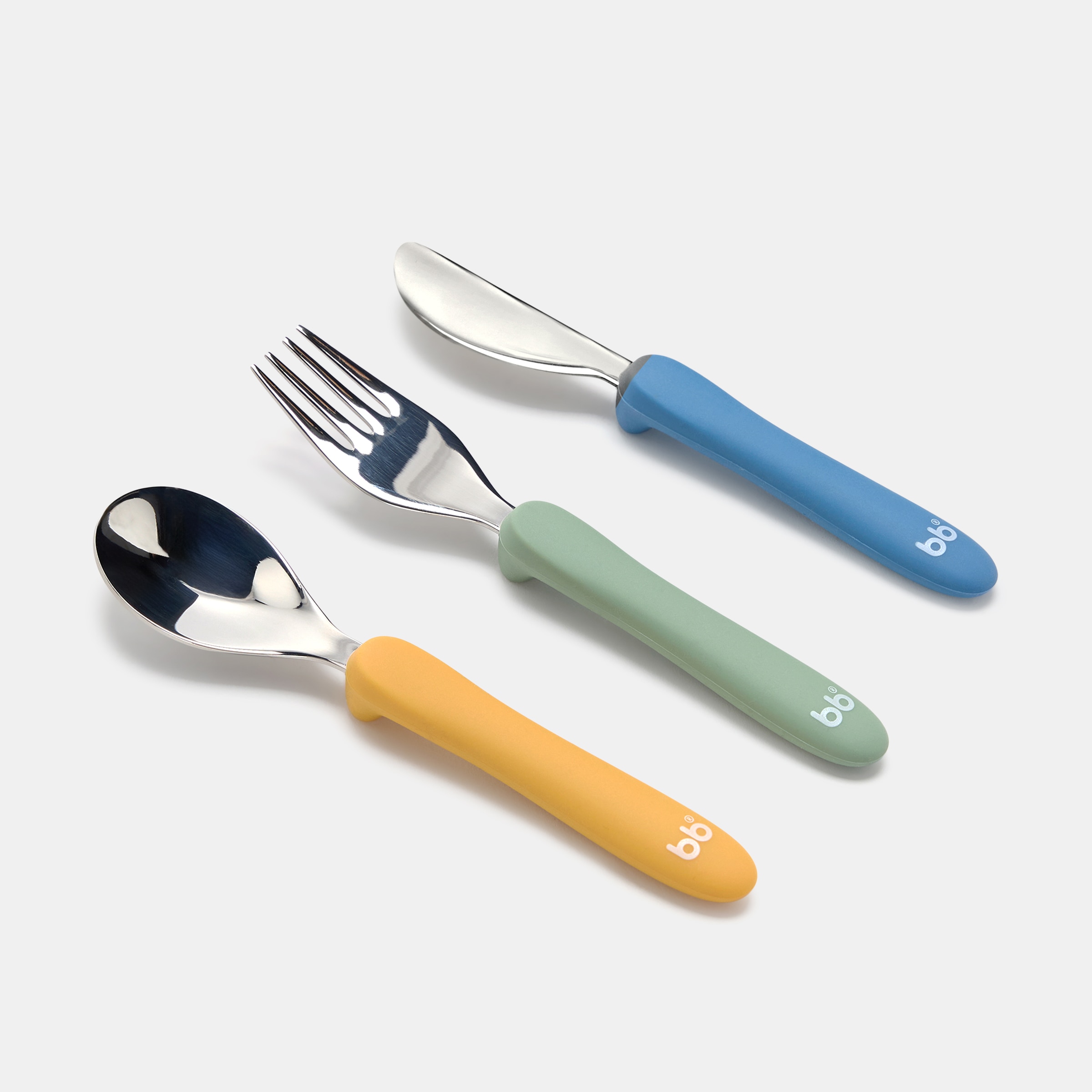 Conjunto de talheres infantis em aço inoxidável e silicone da Bbest Multicolor-1